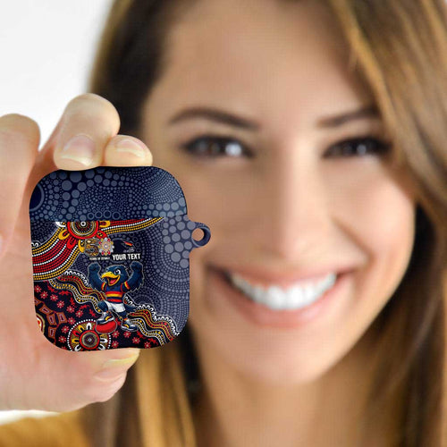 Personalized Adelaide Crows Mascot AirPods Case Aboriginal Dot Art Style Vibrant Indigenous Pattern Design