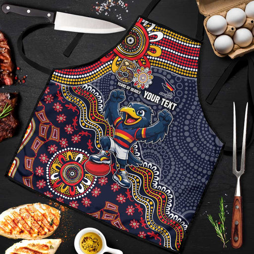 Personalized Adelaide Crows Mascot Apron Aboriginal Dot Art Style Vibrant Indigenous Pattern Design