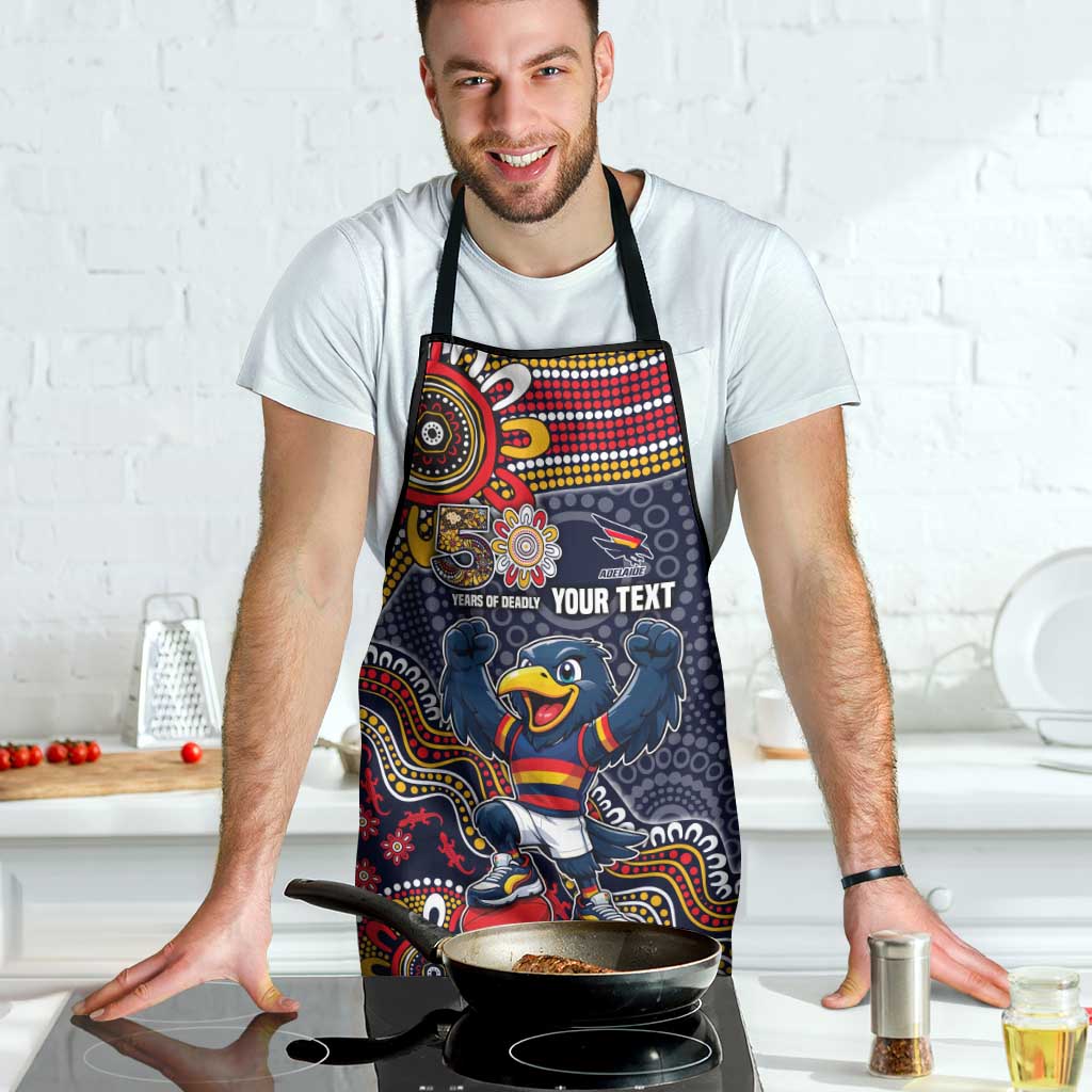 Personalized Adelaide Crows Mascot Apron Aboriginal Dot Art Style Vibrant Indigenous Pattern Design
