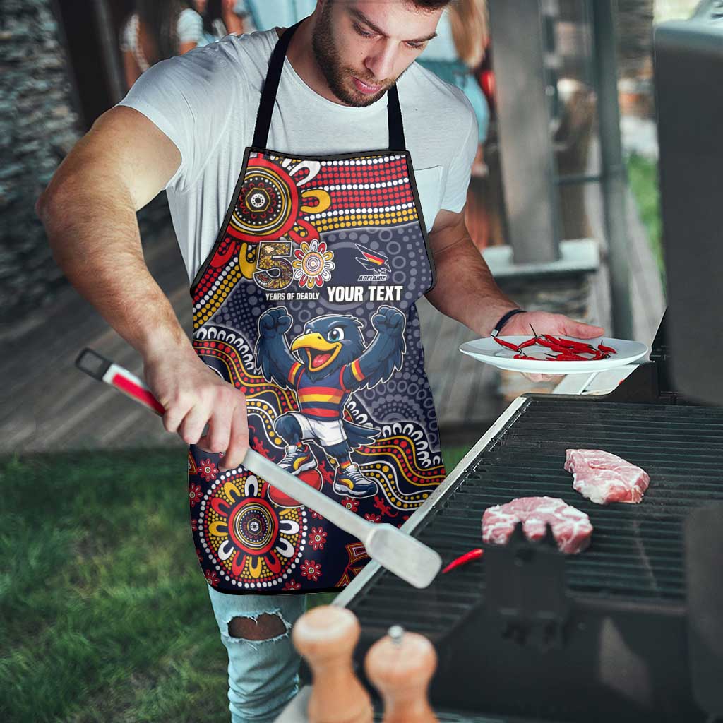 Personalized Adelaide Crows Mascot Apron Aboriginal Dot Art Style Vibrant Indigenous Pattern Design