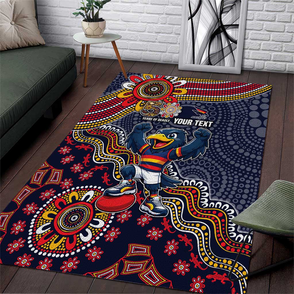 Personalized Adelaide Crows Mascot Area Rug Aboriginal Dot Art Style Vibrant Indigenous Pattern Design
