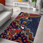 Personalized Adelaide Crows Mascot Area Rug Aboriginal Dot Art Style Vibrant Indigenous Pattern Design