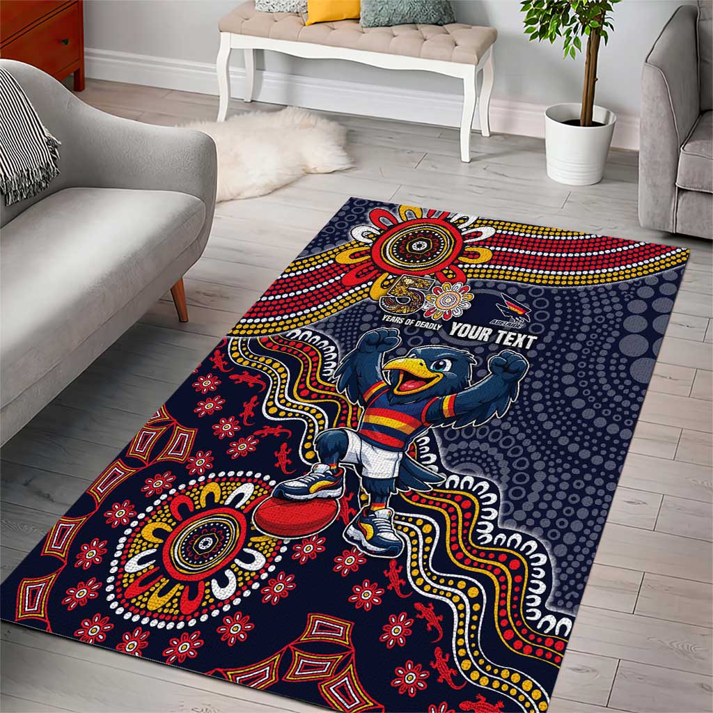Personalized Adelaide Crows Mascot Area Rug Aboriginal Dot Art Style Vibrant Indigenous Pattern Design