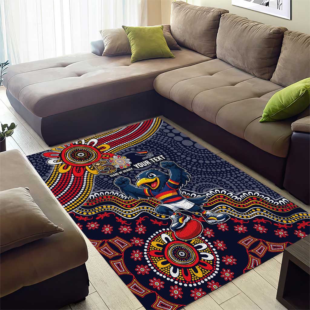 Personalized Adelaide Crows Mascot Area Rug Aboriginal Dot Art Style Vibrant Indigenous Pattern Design