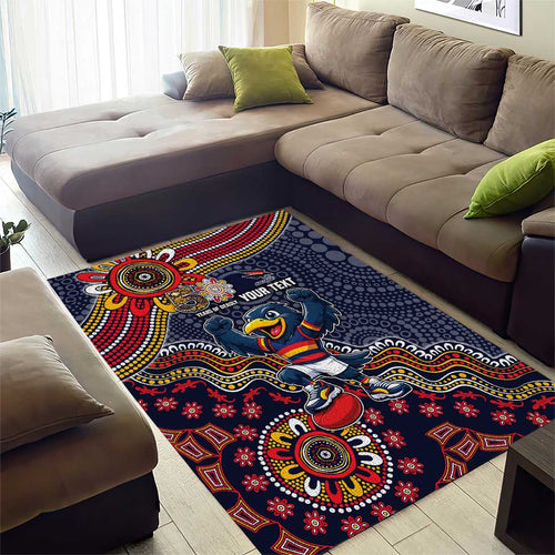 Personalized Adelaide Crows Mascot Area Rug Aboriginal Dot Art Style Vibrant Indigenous Pattern Design