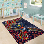 Personalized Adelaide Crows Mascot Area Rug Aboriginal Dot Art Style Vibrant Indigenous Pattern Design