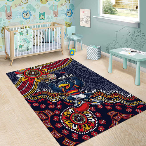 Personalized Adelaide Crows Mascot Area Rug Aboriginal Dot Art Style Vibrant Indigenous Pattern Design