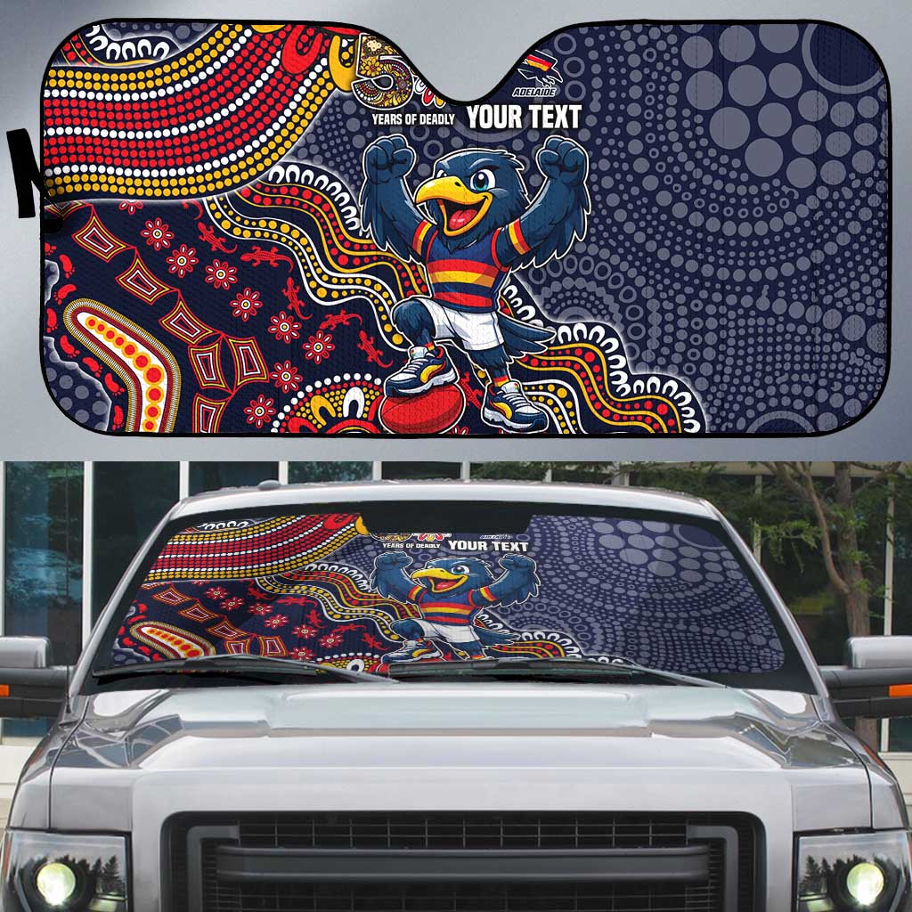 Personalized Adelaide Crows Mascot Auto Sun Shade Aboriginal Dot Art Style Vibrant Indigenous Pattern Design