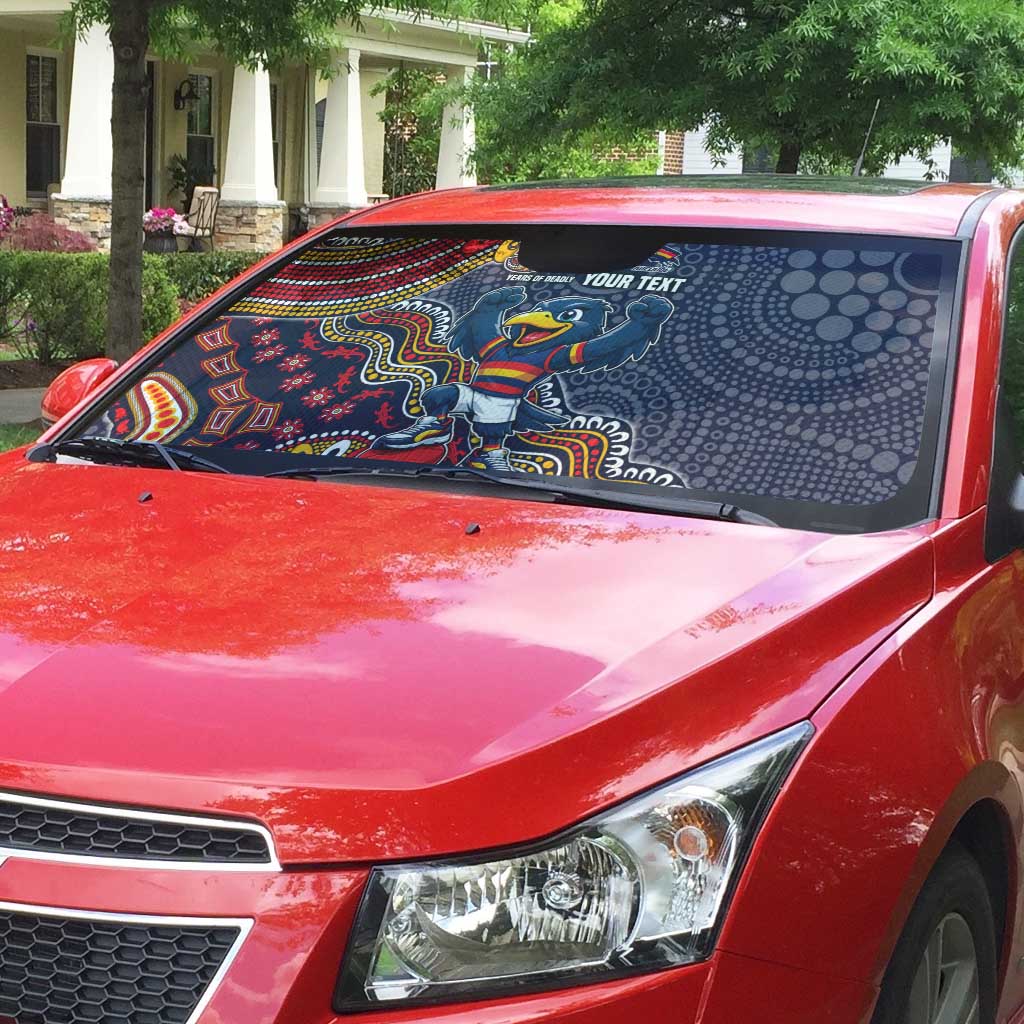 Personalized Adelaide Crows Mascot Auto Sun Shade Aboriginal Dot Art Style Vibrant Indigenous Pattern Design