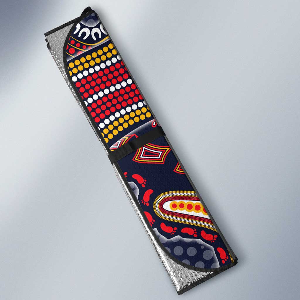 Personalized Adelaide Crows Mascot Auto Sun Shade Aboriginal Dot Art Style Vibrant Indigenous Pattern Design