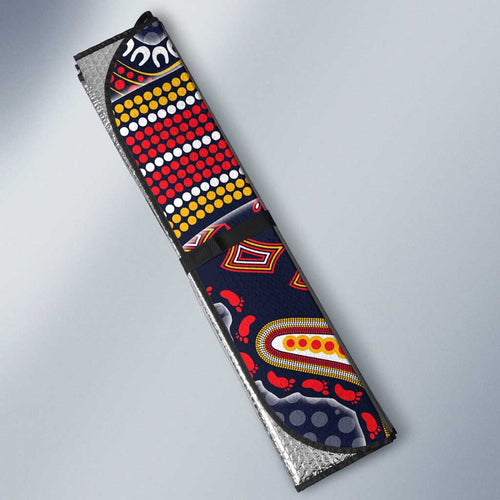 Personalized Adelaide Crows Mascot Auto Sun Shade Aboriginal Dot Art Style Vibrant Indigenous Pattern Design