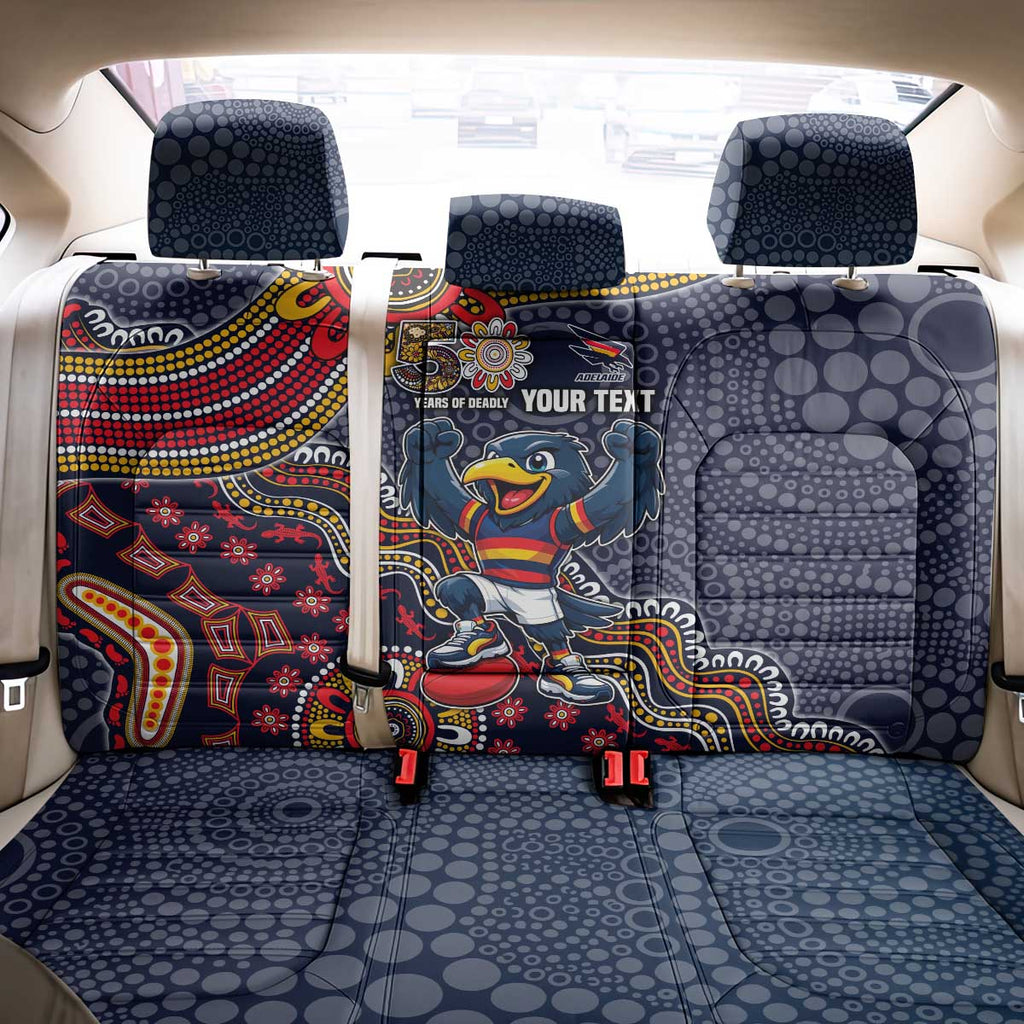 Personalized Adelaide Crows Mascot Back Car Seat Cover Aboriginal Dot Art Style Vibrant Indigenous Pattern Design