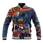 Personalized Adelaide Crows Mascot Baseball Jacket Aboriginal Dot Art Style Vibrant Indigenous Pattern Design