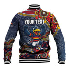 Personalized Adelaide Crows Mascot Baseball Jacket Aboriginal Dot Art Style Vibrant Indigenous Pattern Design