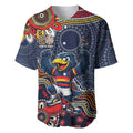 Personalized Adelaide Crows Mascot Baseball Jersey Aboriginal Dot Art Style Vibrant Indigenous Pattern Design