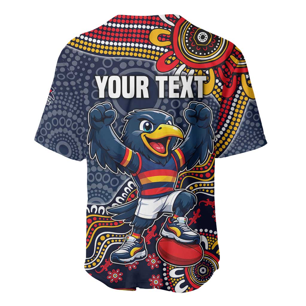 Personalized Adelaide Crows Mascot Baseball Jersey Aboriginal Dot Art Style Vibrant Indigenous Pattern Design