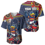 Personalized Adelaide Crows Mascot Baseball Jersey Aboriginal Dot Art Style Vibrant Indigenous Pattern Design