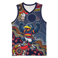 Personalized Adelaide Crows Mascot Basketball Jersey Aboriginal Dot Art Style Vibrant Indigenous Pattern Design