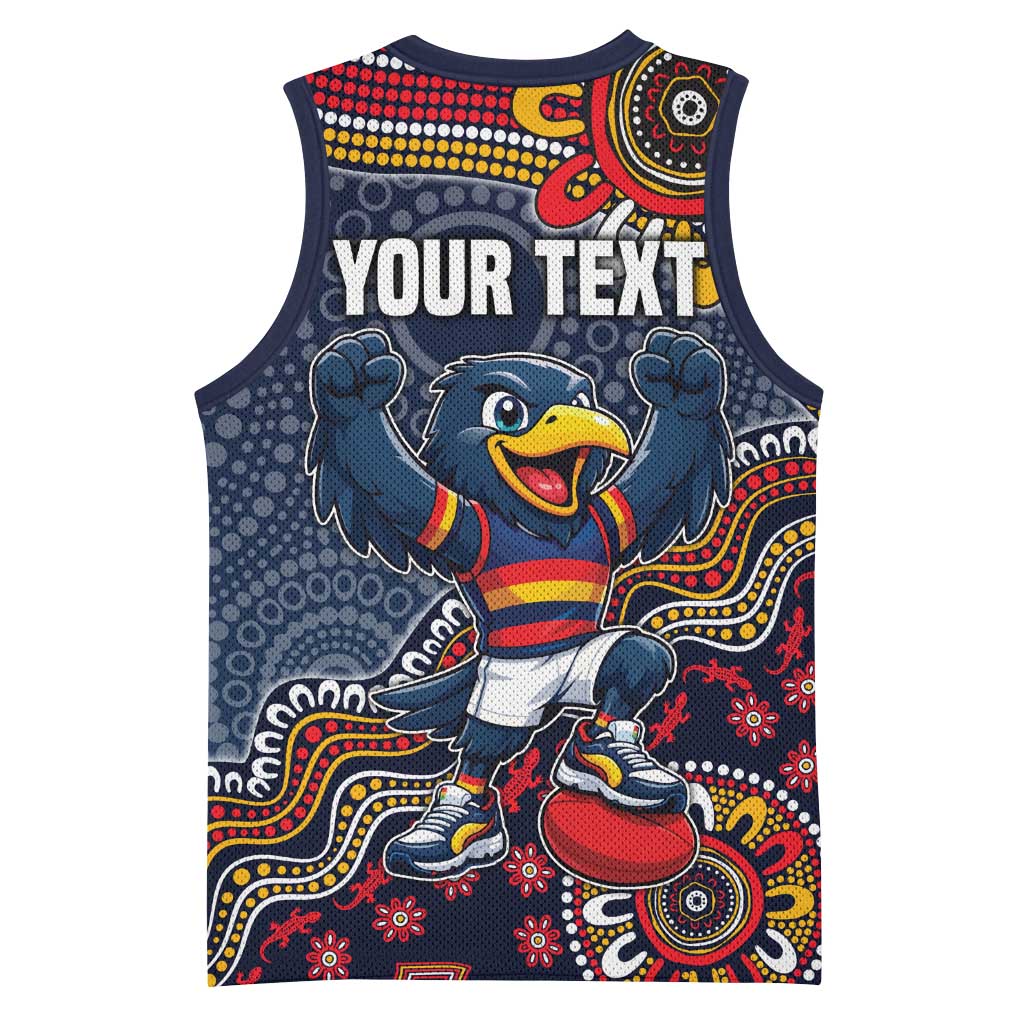 Personalized Adelaide Crows Mascot Basketball Jersey Aboriginal Dot Art Style Vibrant Indigenous Pattern Design