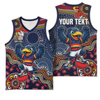 Personalized Adelaide Crows Mascot Basketball Jersey Aboriginal Dot Art Style Vibrant Indigenous Pattern Design