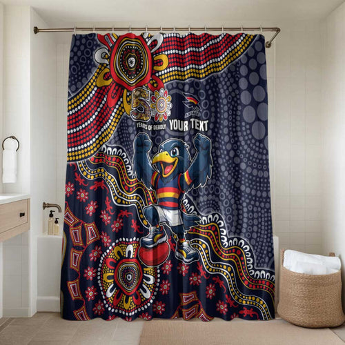 Personalized Adelaide Crows Mascot Bathroom Set Aboriginal Dot Art Style Vibrant Indigenous Pattern Design