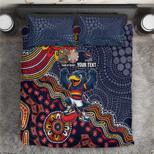 Personalized Adelaide Crows Mascot Bedding Set Aboriginal Dot Art Style Vibrant Indigenous Pattern Design