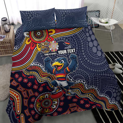 Personalized Adelaide Crows Mascot Bedding Set Aboriginal Dot Art Style Vibrant Indigenous Pattern Design