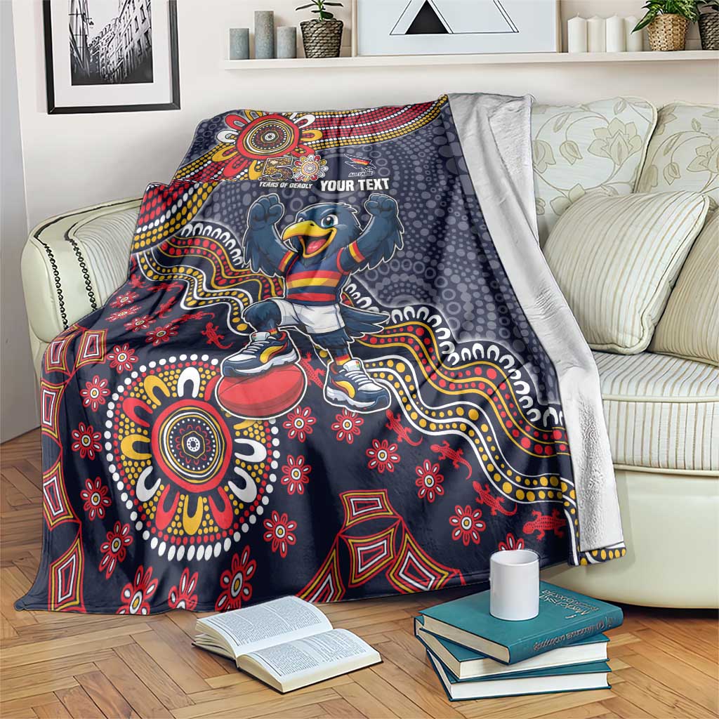 Personalized Adelaide Crows Mascot Blanket Aboriginal Dot Art Style Vibrant Indigenous Pattern Design