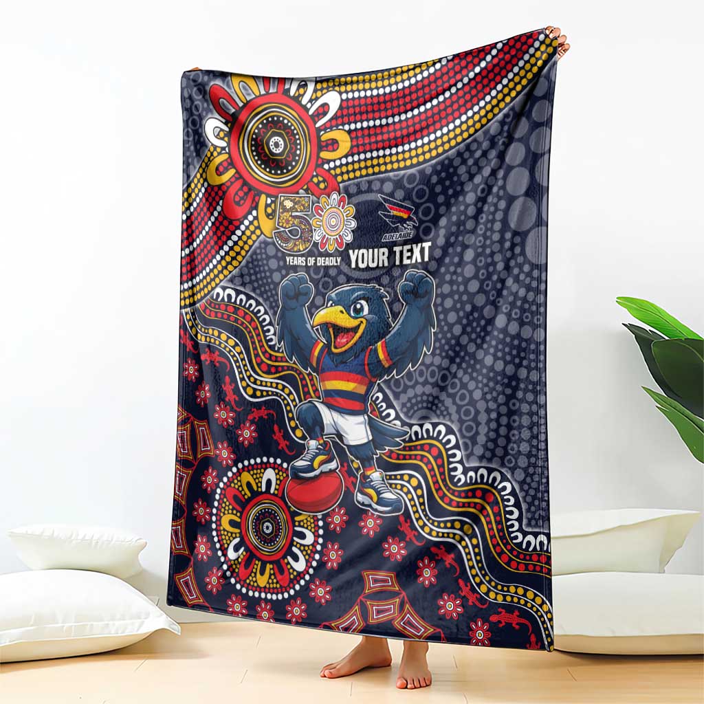 Personalized Adelaide Crows Mascot Blanket Aboriginal Dot Art Style Vibrant Indigenous Pattern Design