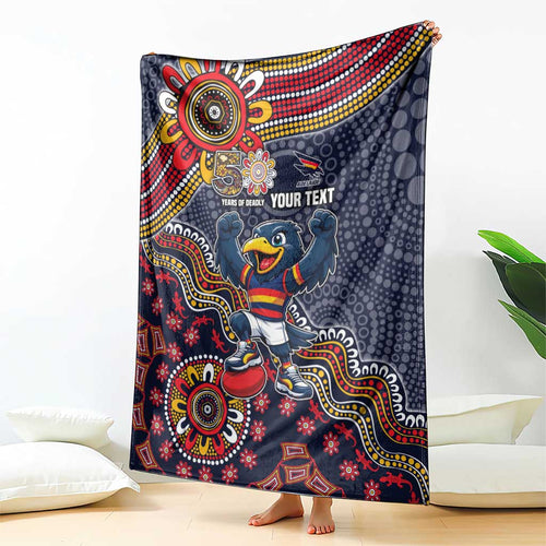 Personalized Adelaide Crows Mascot Blanket Aboriginal Dot Art Style Vibrant Indigenous Pattern Design