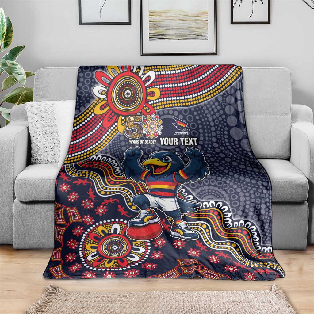 Personalized Adelaide Crows Mascot Blanket Aboriginal Dot Art Style Vibrant Indigenous Pattern Design