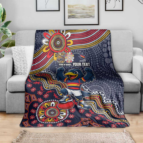 Personalized Adelaide Crows Mascot Blanket Aboriginal Dot Art Style Vibrant Indigenous Pattern Design