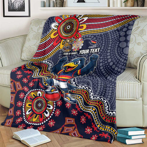 Personalized Adelaide Crows Mascot Blanket Aboriginal Dot Art Style Vibrant Indigenous Pattern Design