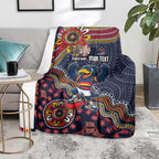 Personalized Adelaide Crows Mascot Blanket Aboriginal Dot Art Style Vibrant Indigenous Pattern Design