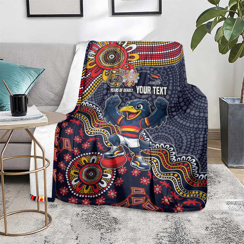 Personalized Adelaide Crows Mascot Blanket Aboriginal Dot Art Style Vibrant Indigenous Pattern Design