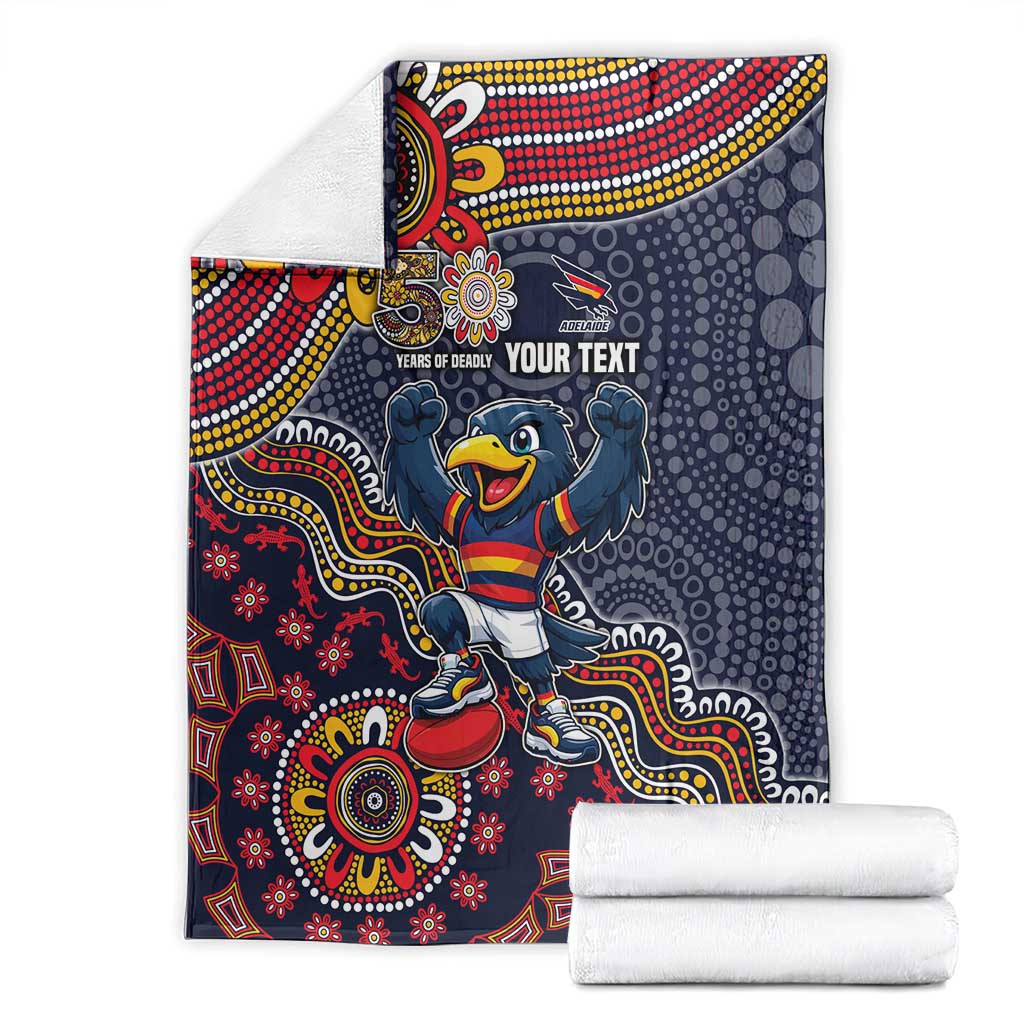 Personalized Adelaide Crows Mascot Blanket Aboriginal Dot Art Style Vibrant Indigenous Pattern Design