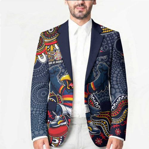 Personalized Adelaide Crows Mascot Blazer Aboriginal Dot Art Style Vibrant Indigenous Pattern Design