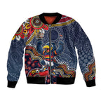 Personalized Adelaide Crows Mascot Bomber Jacket Aboriginal Dot Art Style Vibrant Indigenous Pattern Design