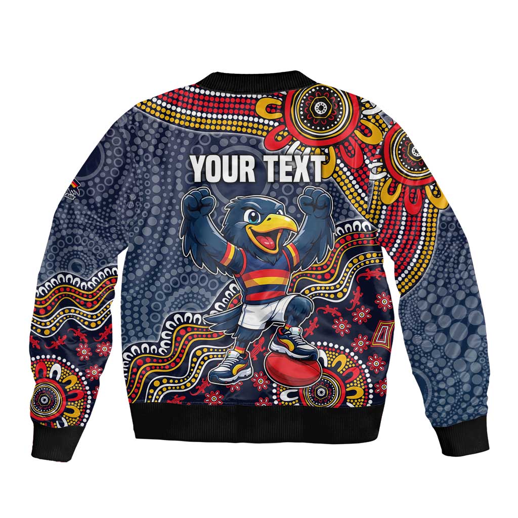 Personalized Adelaide Crows Mascot Bomber Jacket Aboriginal Dot Art Style Vibrant Indigenous Pattern Design