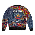 Personalized Adelaide Crows Mascot Bomber Jacket Aboriginal Dot Art Style Vibrant Indigenous Pattern Design