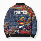 Personalized Adelaide Crows Mascot Bomber Puffer Jacket Aboriginal Dot Art Style Vibrant Indigenous Pattern Design