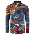 Personalized Adelaide Crows Mascot Button Sweatshirt Aboriginal Dot Art Style Vibrant Indigenous Pattern Design