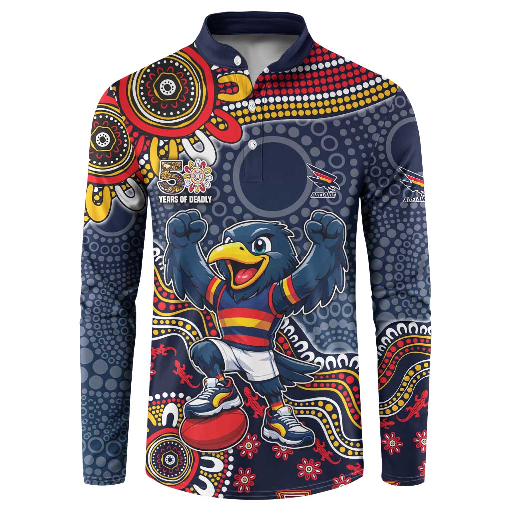Personalized Adelaide Crows Mascot Button Sweatshirt Aboriginal Dot Art Style Vibrant Indigenous Pattern Design