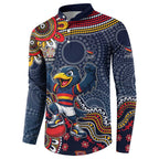 Personalized Adelaide Crows Mascot Button Sweatshirt Aboriginal Dot Art Style Vibrant Indigenous Pattern Design