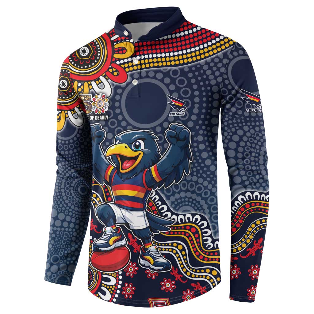 Personalized Adelaide Crows Mascot Button Sweatshirt Aboriginal Dot Art Style Vibrant Indigenous Pattern Design