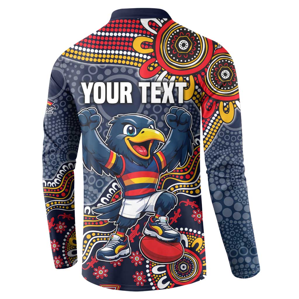 Personalized Adelaide Crows Mascot Button Sweatshirt Aboriginal Dot Art Style Vibrant Indigenous Pattern Design