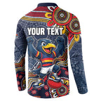 Personalized Adelaide Crows Mascot Button Sweatshirt Aboriginal Dot Art Style Vibrant Indigenous Pattern Design