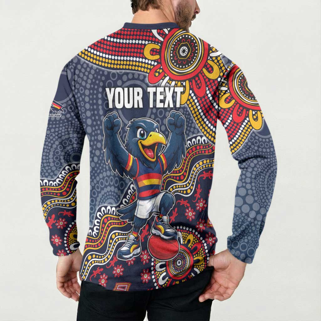 Personalized Adelaide Crows Mascot Button Sweatshirt Aboriginal Dot Art Style Vibrant Indigenous Pattern Design