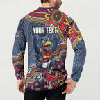 Personalized Adelaide Crows Mascot Button Sweatshirt Aboriginal Dot Art Style Vibrant Indigenous Pattern Design