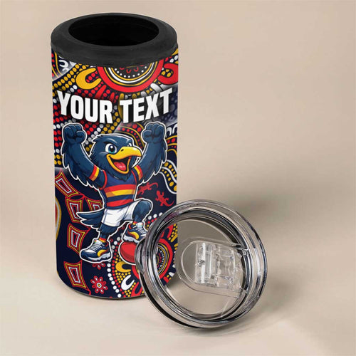 Personalized Adelaide Crows Mascot 4 in 1 Can Cooler Tumbler Aboriginal Dot Art Style Vibrant Indigenous Pattern Design